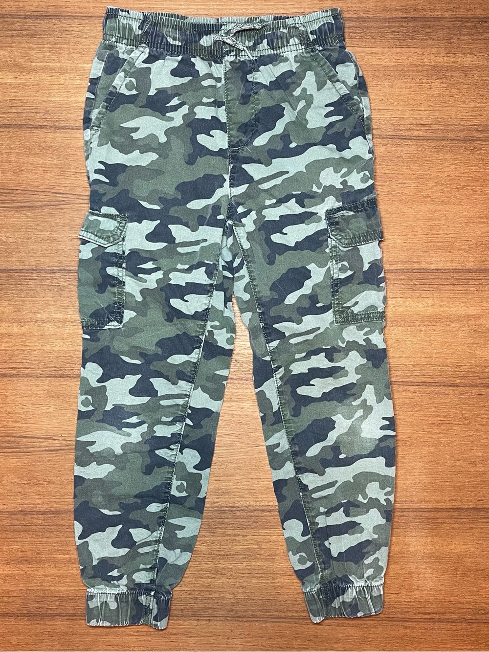 Boys Camo Cargo Jogger Pants Size 7 Elastic Waist Pockets Cotton Jumping Beans